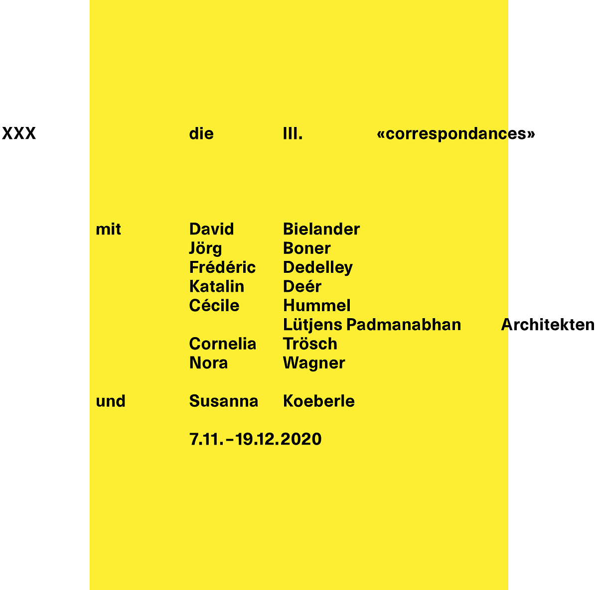 XXX die III. &ndash; correspondances